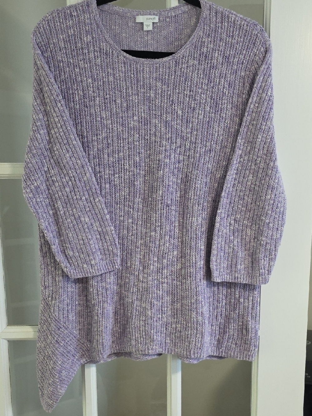 J. Jill Pure Jill Lavender Heathered Knit Lightweight Sweater Side Swept Tunic L